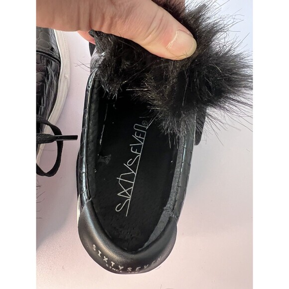 SIXTYSEVEN Women's Black Leather Croc Embossed Sneakers Point Toe Size 6.5 EU 37 - Picture 7 of 7